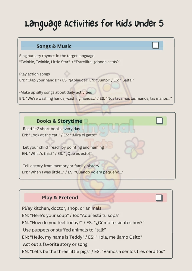 Preview of Language Activities Checklist